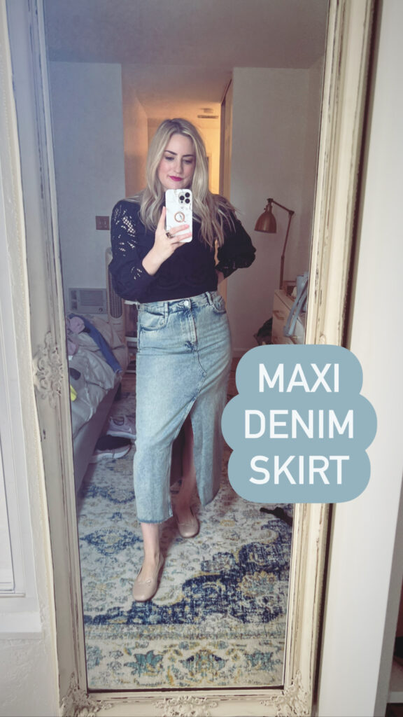 How to Style a Denim Maxi Skirt